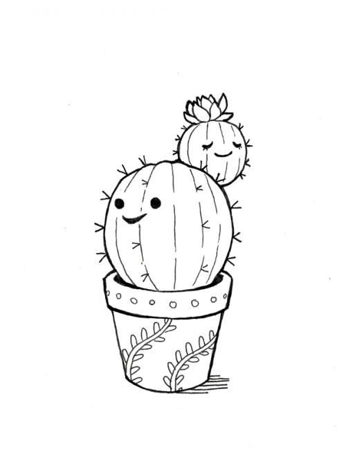 Inktober Day 3, Heres A Couple Happy Cacti! I Drew Them On Watercolour Paper, So Ill Probably Add Some