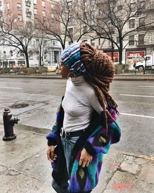 Just a girl in her favorite vintage jacket And I guess I&rsquo;m really into headwraps lately (t