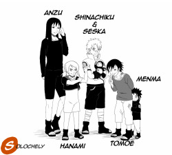 umami-studio:  Menma &amp; Shinachiku were the former names for Naruto’s sons (back in 2012…) or so Kishimoto said ¬¬ Shinachiku’s design by @dattebae Anzu by @kwon91 Hanami by @xcaeli Seska by @kazhmiran Tomoe by @aina-p (found in @tomoe-au)