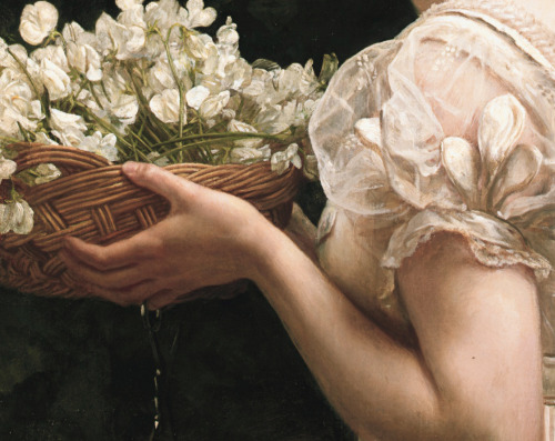 artfoli: Detail of Pea Blossoms, 1890, by Edward Poynter (1836-1919)