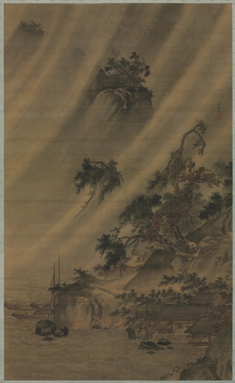 River Village in a Rainstorm, Lu Wenying, c. 1480-1507, Cleveland Museum of Art: Chinese ArtOver thi