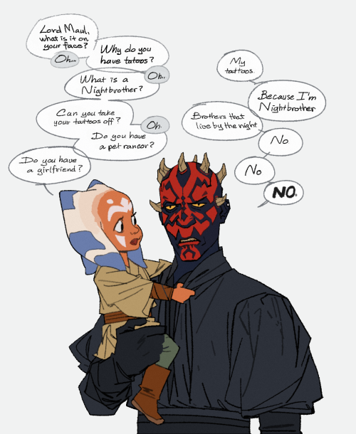 scuttlebuttin:baby Ahsoka called Maul an ugly jabroni“Lord Maul, are your horns hurt? Lord Maul, why