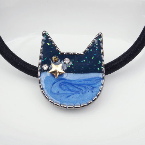 romanticandsadone: Lovely Cute Cat Hair Tie Hair Ornaments  ( Blue/Grey/White ) Discount code: 