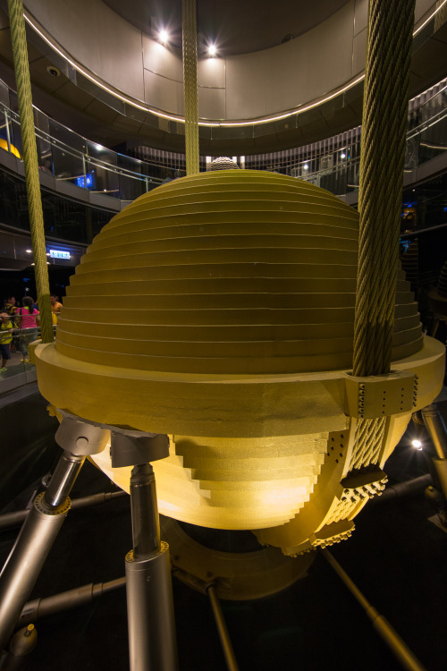 Mass Damper, Taipei 101- Taipei, Taiwan: May 2016  A multistory pendulum made of 768 tons of steel d