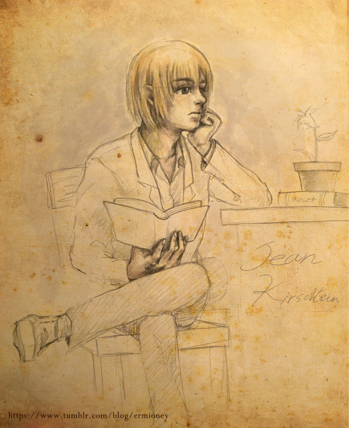 Armin Tribute Week 2016 / Day 1: AestheticsJean Kirschtein drew a portrait of Armin Arlert during th