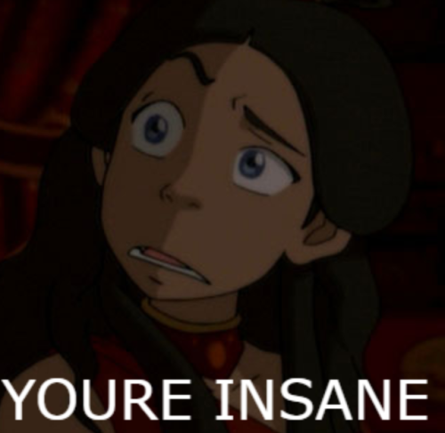 bum-ju:[I.D: the ‘your X looks gnc af’ meme with Suki and Katara. the first image is Suki leaning to