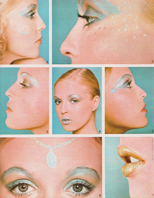 featherstonevintage:Make up inspiration from Elle France, December 20 1971. Photographed by  Claude 