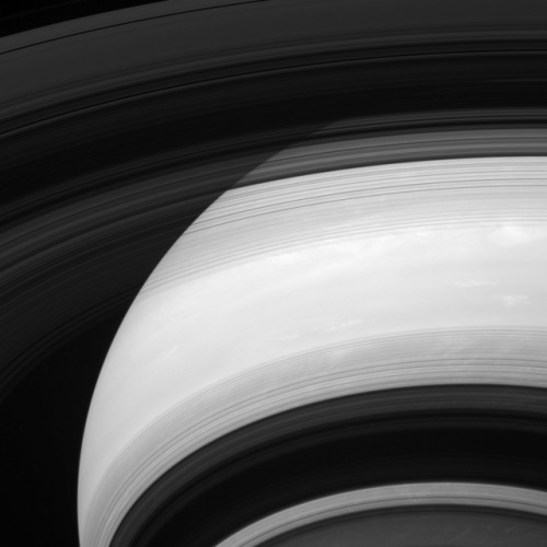 just&ndash;space: Infra-red Cassini imaging of Saturns rings casting a shadow on the planet  js