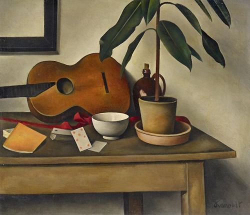 lefildelhorizon:Alexander Kanoldt, Still Life With Guitar (Still Life VI), 1926.