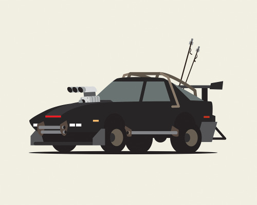 tastefullyoffensive:  scottparkillustration:  More Mad Max movie cars. This time, Breaking Bad, Akira, Fast and The Furious, Jurassic Park, Speed Racer, James Bond, Knight Rider and Arrested Development take a drive down the Fury Road. Who should I do