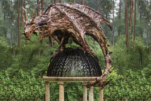 littlelimpstiff14u2: Giant Dragons Made Out Of  Driftwood By James Doran-Webb A wyvern is a fou