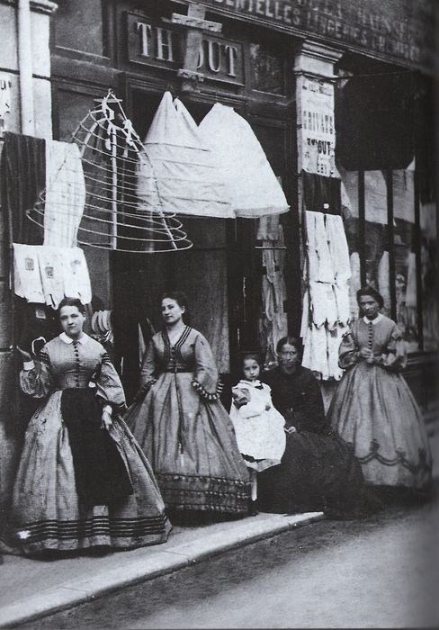 songstersmiscellany:“Occupation. French shopowner workers who manufacture cage crinolines, covered c