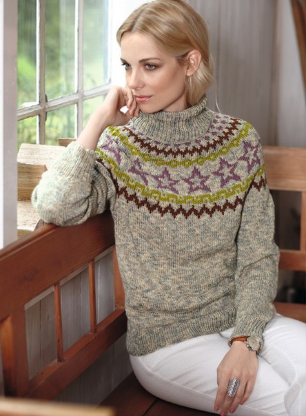 Sweater with round yoke jacquard / Amazing Handmade