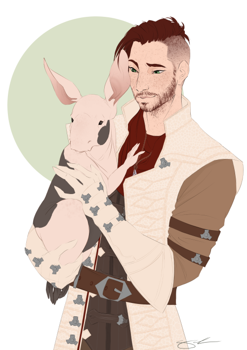 moosethren:Beautiful piece by @makala-art!My Inquisitor, Isaiah and his nug called Nugget fhgh thank