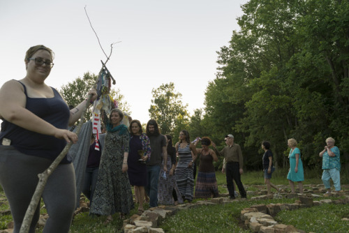 Mandala Gardens, sandstone & rock labyrinth. Releasing the dreams from the Diversity Dream Scroll with students, faculty and friends. Photo credit Gregory Wendt