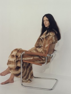 hautedeath:  Mariacarla Boscono shot by Sean + Seng and styled by Lady Amanda Harlech for Pop #33, Autumn 2015 / Nicole Wermers ‘Untitled Chair’ 2014 