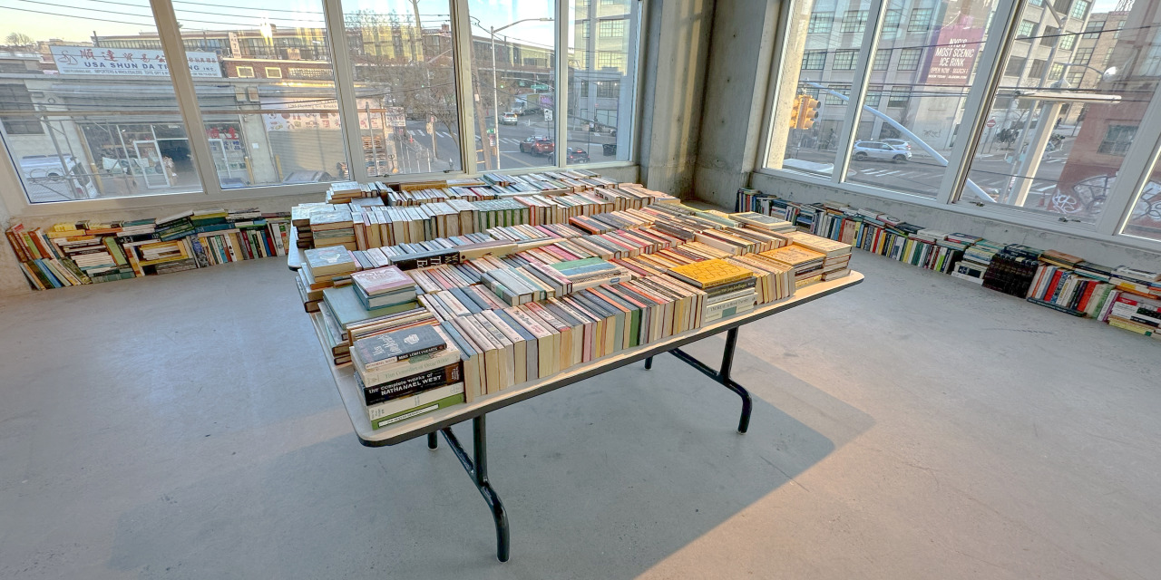 UNTITLED PROJECT: ROBERT SMITHSON LIBRARY & BOOK CLUB, Oil paint on carved wood, dimensions variable, 2014—2019
>> Untitled Project: Robert Smithson Library & Book Club consists of carved and painted book/sculptures based on the titles from the...