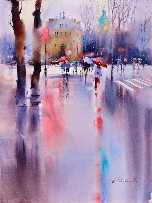 culturenlifestyle: Expressive Cityscape Watercolor Paintings by Viktoria Prischedko German artist Vi