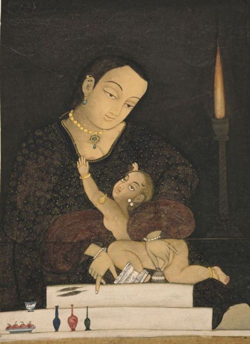 unmattata:Mother and Child (1810), attributed to the Indian artist Chokha. Made in either Devgarh&nb