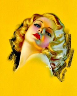 meganmonroes:  Pin Up Illustration by Zoe Mozert of Jean Harlow in the 1940s. 