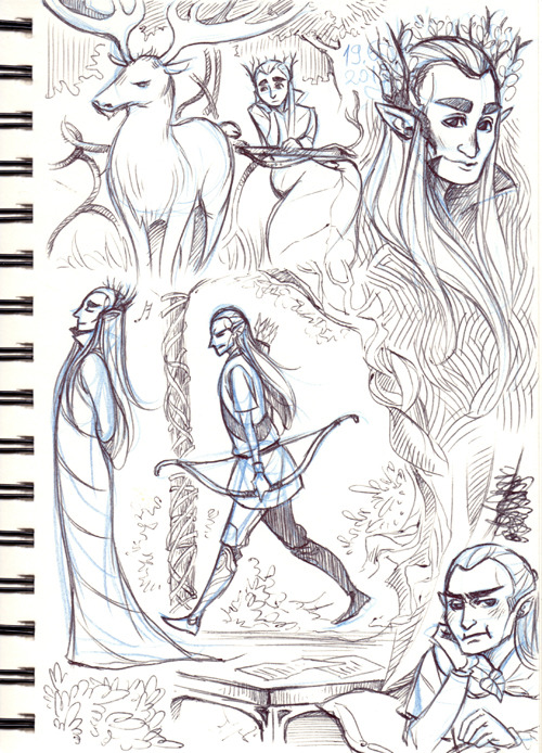 petitpotato:  More sketchbook scans~ Once again it’s just the Hobbit or rather