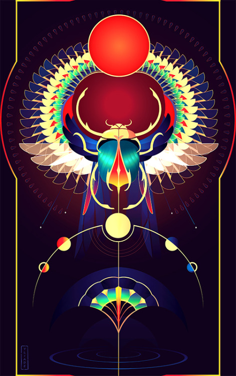 Oracle card game project about the Egyptian Gods &amp; Godesses / Drawn by me on Adobe Ilustrato