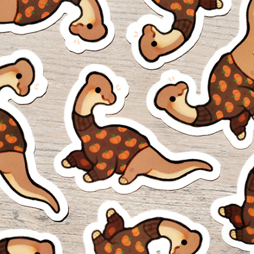 turtleneck brachiosaurus stickers will be added to my shop later this week!