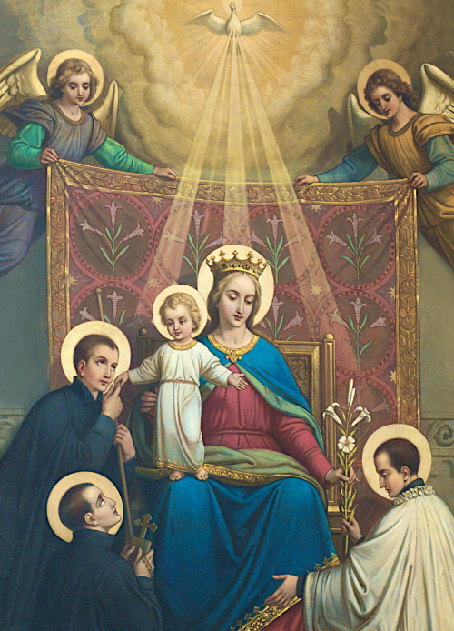 theraccolta:Madonna and Child Enthroned by Sts. Aloysius Gonzaga, Stanislaus Kosta, and John Berchma