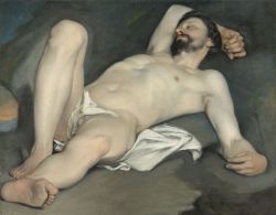 grundoonmgnx: Guido Cagnacci (1601-1663) Reclining Male Nude, nd   Oil on canvas  64 by 81 cm 