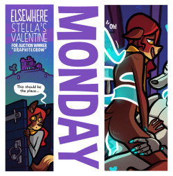 THIS MONDAY: STELLA’S VALENTINEThe result of the Valentine’s Date auction will bring some MONSTER BOYFRIEND vibes to ELSEWHERE&hellip; At last!Thanks to GRAPHITE CROW for their winning bid :)♥ PATREON ♥ TWITTER ♥  