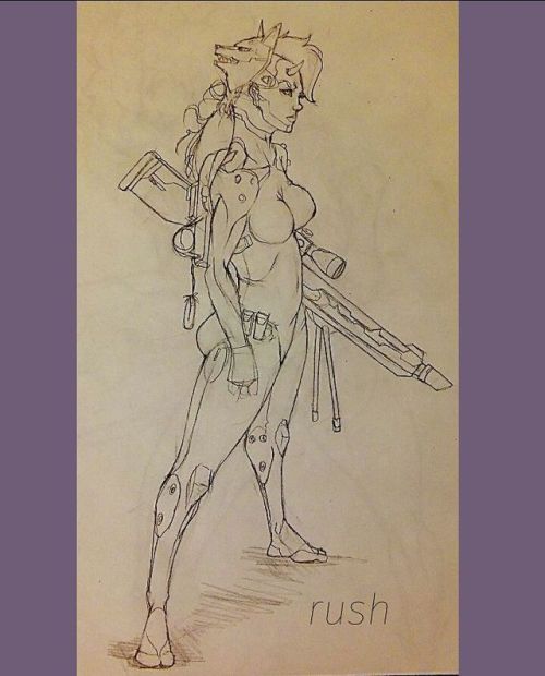 rushics:“Demon Sniper” by me Rush, some sketch work, also if you like what I do, check out my patreon in my ig bio, im starting raffles for my ũ patrons prize is a free color drawing! #skull #skeleton #demon #gun #sniper #woman #soldier #sexy #sketchbook