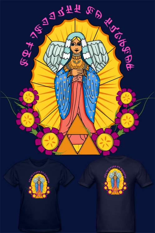 fuckyeahlink:  muchneededmerch submitted NEW Legend of Zelda Our Goddess Of Skyloft T Shirt! East meets South in this mashup of LOZ lore and Catholic iconism. Mens | Womens Follow MNM on Tumblr and or Facebook (10% off code)