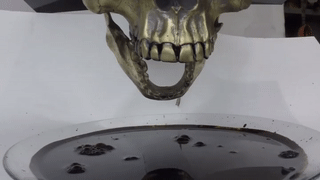 thesilencedmasses: sixpenceee:  Ferrofluid reacting to skull.   THAT’S METAL AS