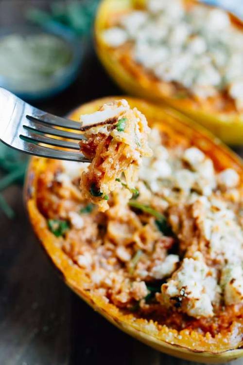 Vegan Spaghetti Squash Round UpRoasted Garlic &amp; Kale Spaghetti Squash With Sun-Dried Tomatoe