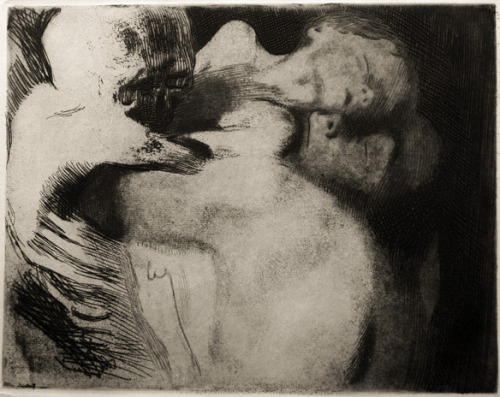 free-parking-blog:Käthe Kollwitz (1867-1945) Death, Woman, and Child, 1910, etching and drypoint Dea