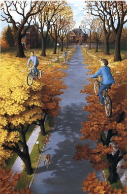 jedavu:  Amazing Optical Illusion Paintings That Make Your Imagination Go Wild Canadian artist Robert Gonsalves has created a series of incredible paintings that play with optical illusions.  
