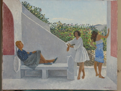 huariqueje: Conversazione nell'Isola,Conversation on the Island - Giovanni Colacicchi ,1968. Italian