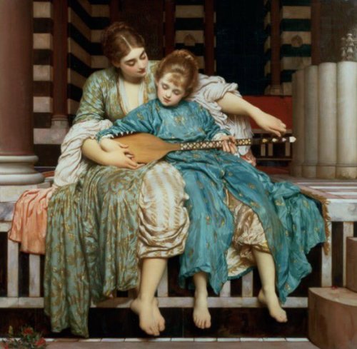 The Music Lesson (1877) by Frederic Leighton (England, 1830-1896). 