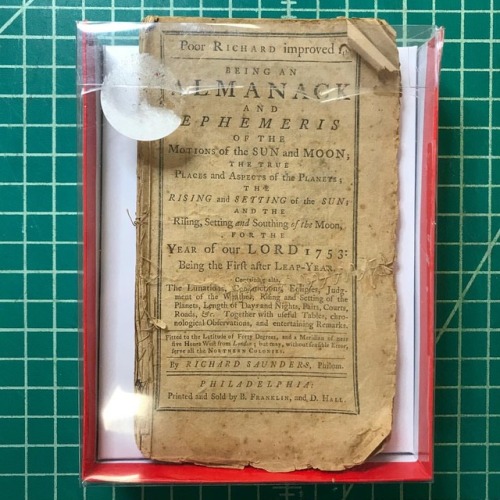 Poor Richard indeed! This neat little almanac came to the lab for a better fitting box. The almanac 