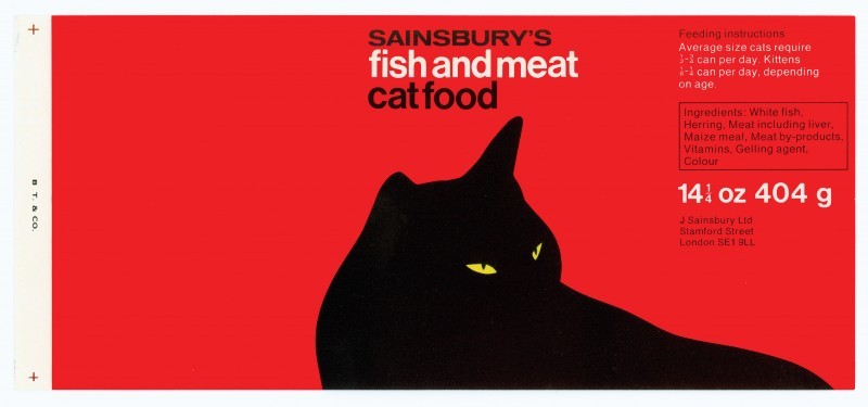c86:Sainsbury’s cat and dog food label designs, c. 1975-79