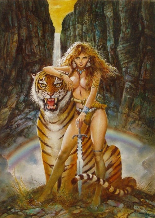 meanwhilebackinthedungeon:  – Blas Gallego  Warrior & her Tiger