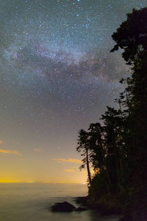 Early summer Milky Way over the beach on the northern coast of the Olympic Peninsula in WA state. [O