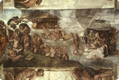 Sistine Chapel Ceiling: The Flood, 1512, Michelangelo BuonarrotiMedium: fresco