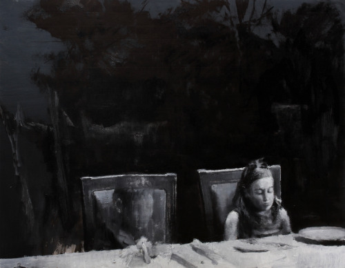 julienspianti:Julien Spianti, the dinner, 2014, oil on paper, 50 x 65 cm 