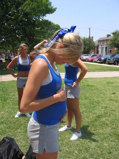 withinthewomb:  It was always the tradition at her school to have sex with the quarterback of schools. After each game the cheerleading squad would have a group session with the other team. The head cheerleader would join up with the quarterback. No big