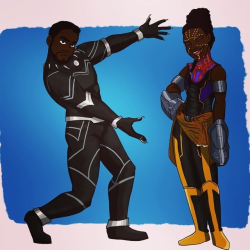 catinthemoonstudios:King T’Challa loves his little sister Congrats to @chadwickboseman &am