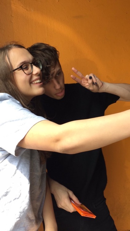 Troye with a fan today in Zurich - 5/3/16