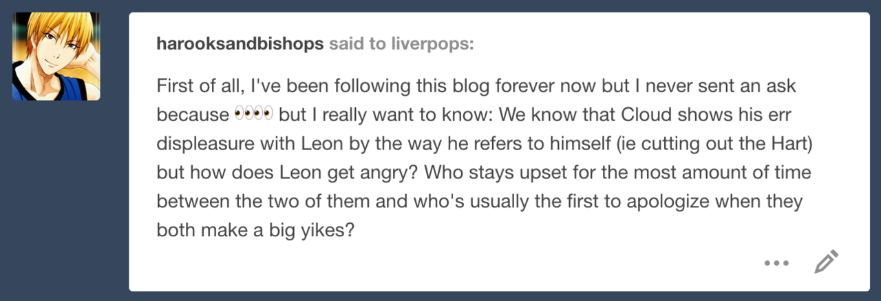liverpepper:  Cloud: We’re both pretty awful silent-treatment-ers, I’ll admit