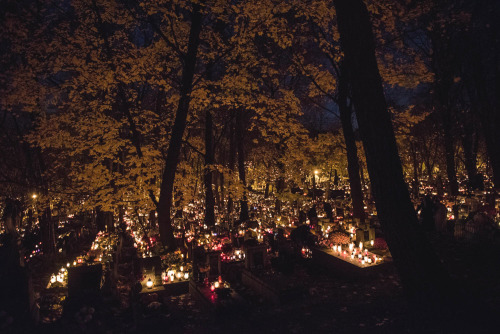 lamus-dworski: Podgórski Cemetery in Kraków, Poland on the evening of All Saints Day. 