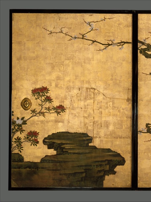 老梅図襖, Old Plum, Kano Sansetsu (Japanese, 1590–1651)